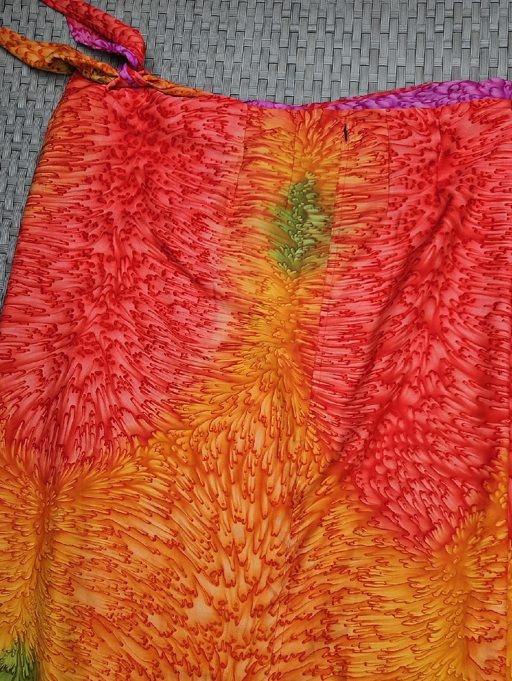 Vintage Rima Beach Wear Vibrant Orange & Pink Tie-Dye Wrap Sarong Skirt